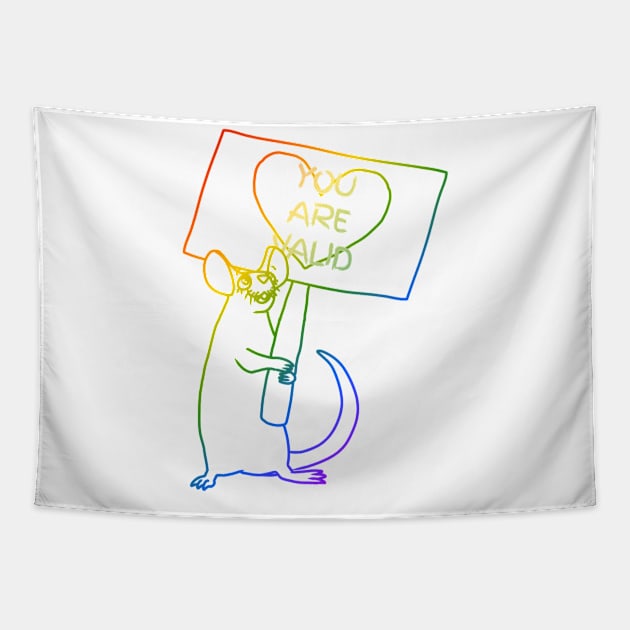 You Are Valid (Rainbow Version) Tapestry by Rad Rat Studios