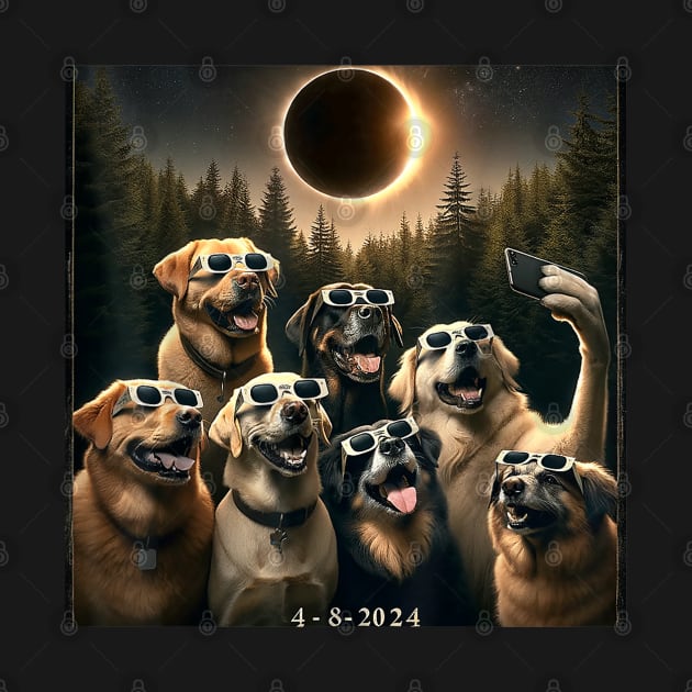 Total Eclipse April 8 2024 Funny Dog Glasses Selfie Gift For Men Women by tearbytea