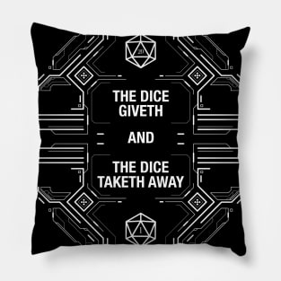 Futuristic Dice Giveth and Taketh Away Polyhedral Dice Pillow