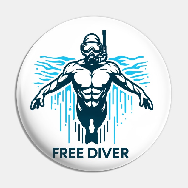 Free Diving diver Pin by ThesePrints