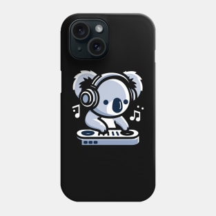 Cute koala with headphones listening to dj music, kawaii koala Phone Case