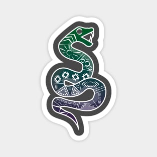 Mexican Aztec Snake Design Green and Purple Magnet