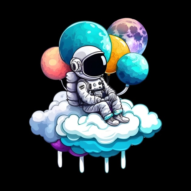 Astronaut Holding Planet Balloons by vamarik
