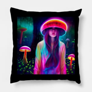 Alice in a Mushroom Forest Pillow