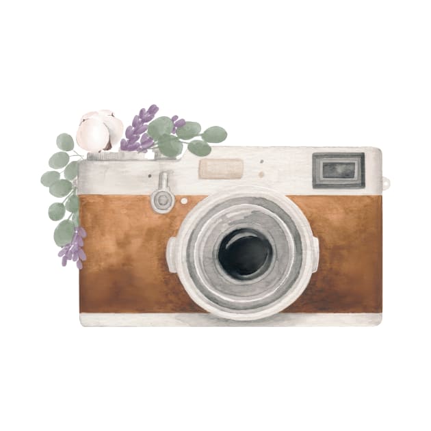 Camera and Florals Watercolor by Flowering Words