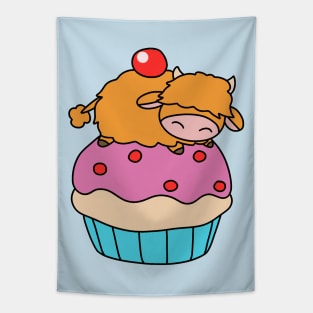 Little Highland Cow Cupcake Tapestry