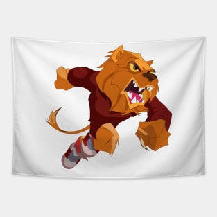 Lion football cartoon Tapestry