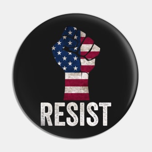 Resist - American Flag Anti Trump Fist Support Immigration Immigrants Together Pin