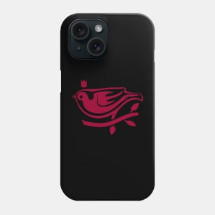 Art for bird fans. Stylized, minimal sparrow with crown with read ink Phone Case