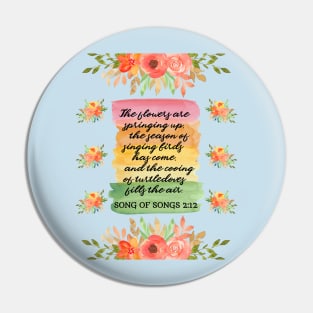 Song of Songs 2:12 Summer Bible Verse Watercolor Floral Theme Pin