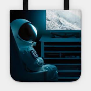 Astronaut watching TV Tote