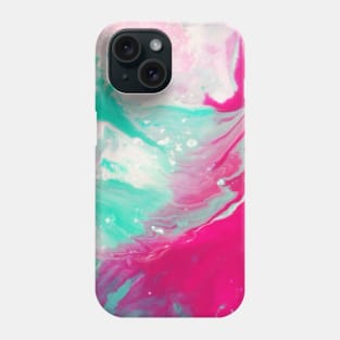 Fluid textured painting pink and mint green Phone Case