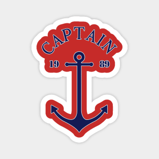 Captain anchor on thin red navy stripes marine style Magnet