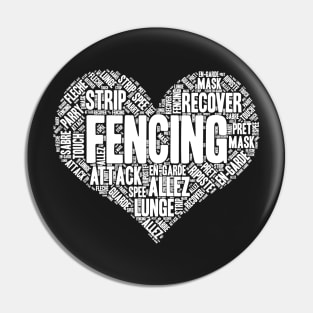 Fencing Heart Saber Epee Fence Gift graphic Pin