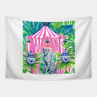 Cheetah in pink cabana Tapestry