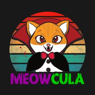 Vintage MeowCula Halloween Cat Lover T-Shirt