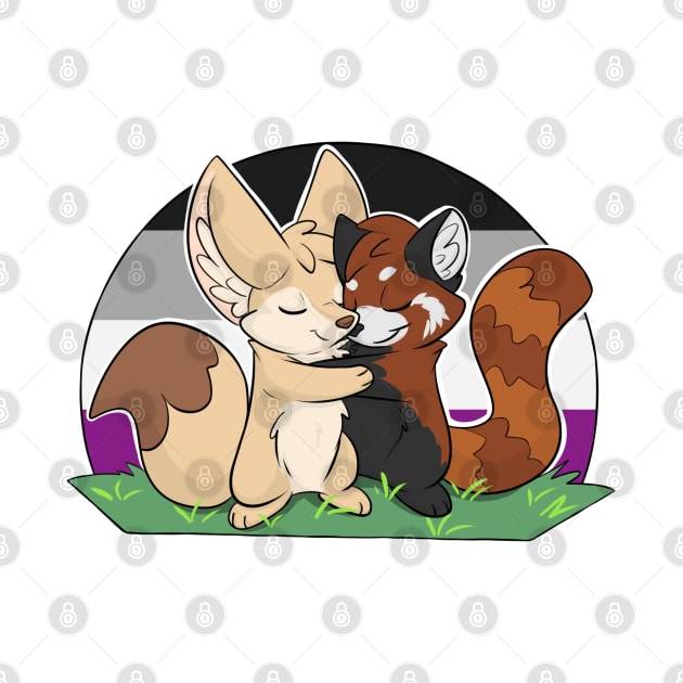 Asexual Pride - Hug Fennec Fox and Red Panda by Fennekfuchs
