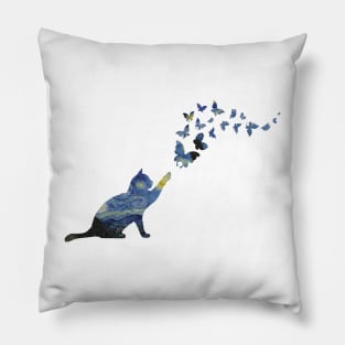 Starry Night Cat Van Gogh For Cat Lovers - Cat Butterfly Pillow