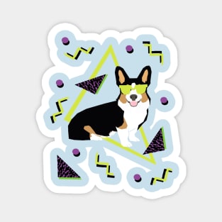 Tri Corgi Rad 80s Print Magnet