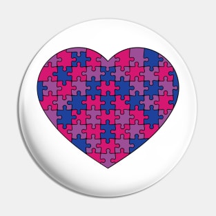 Puzzle Heart -Bisexual Pride Colors Pin