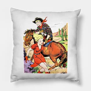 Saving Cowboys Cowgirl Western Broncho Bill Vintage Comic Book Pillow
