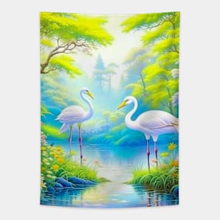 Swans in The Forest Tapestry