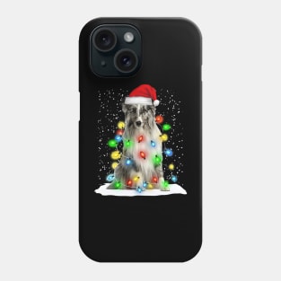 Shetland Sheepdog Christmas Santa Hat Xmas Tree Color Lights Phone Case