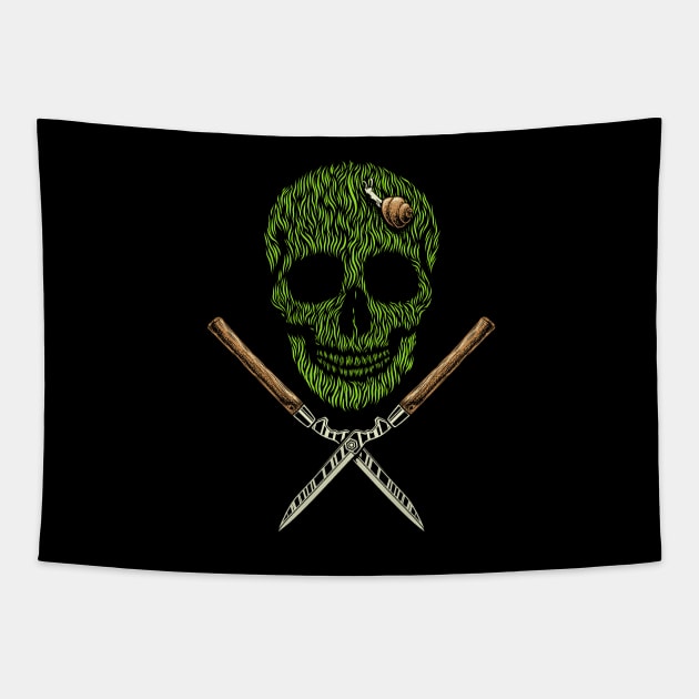 Skull Grass Tapestry by quilimo