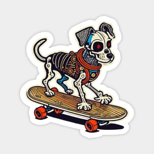 Skeleton dog on a skateboard Magnet