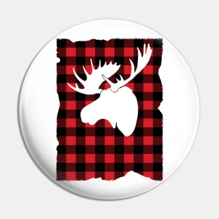 Winter Flannel Plaid Moose Pin