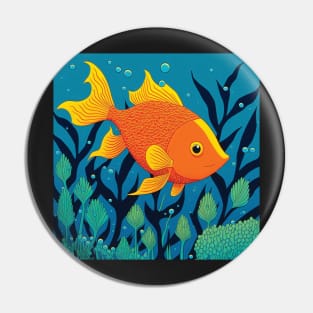 Cute Goldfish Illustration Pin