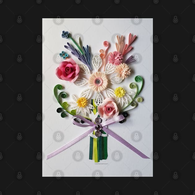 Printed Paper Quilling Art.  flower bouquet card.Any Occasion. Anniversary. Birthday. Wedding. Mother&amp;amp;#39;s day gift. Love card by solsolyi