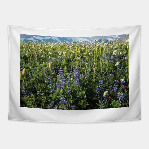 Close Up Of Wildflowers Mount Rainier National Park Tapestry by HammiltenJohn