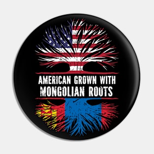 American Grown with Mongolian Roots USA Flag Pin