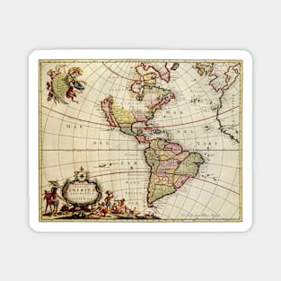 Antique Map of the Americas by Johannes De Ram Magnet