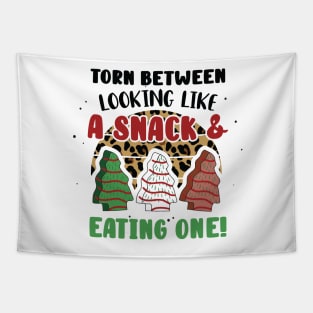 Torn Between Looking Like A Snack And Eating One Santa Christmas Cakes - Vintage Leopard Christmas Tree Cakes Tapestry