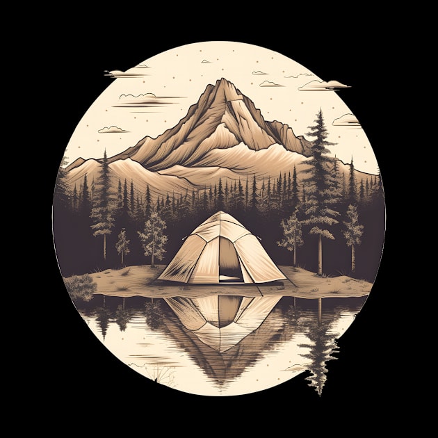 Retro Camping at a Lake by PixelArt