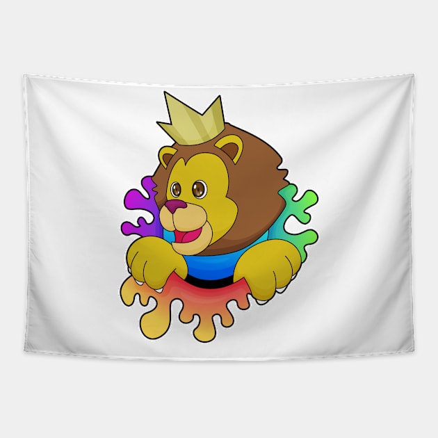 Lion as King with Crown Tapestry by Markus Schnabel