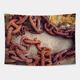 Chain Beach Summer Sand Rocks Seaport Sailing Tapestry