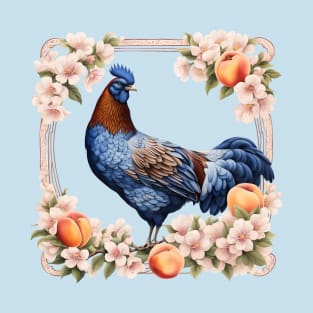 A Delaware Blue Hen Surrounded By Peach Blossom T-Shirt