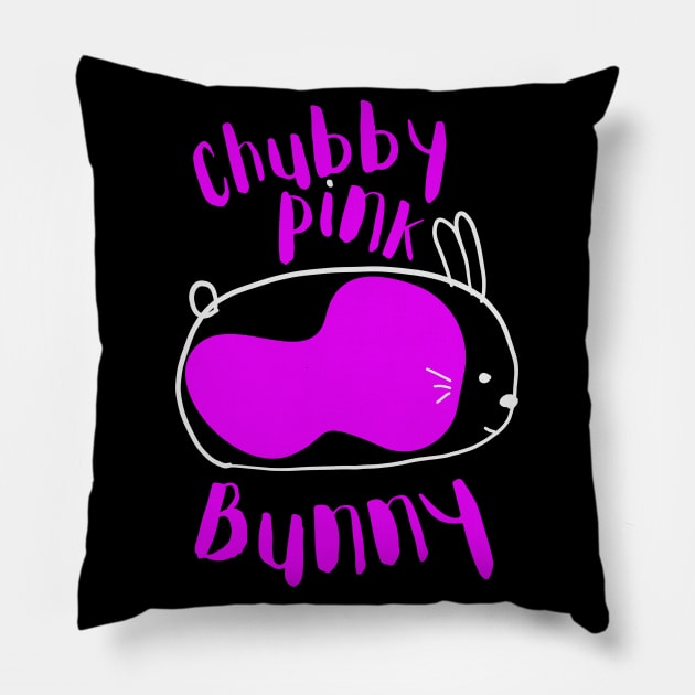 Chubby Pink Bunny Pillow by TJWDraws