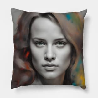 portrait of Alicia Vikander Pillow