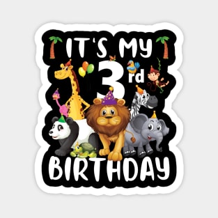 Its My 3rd Birthday Safari Jungle Zoo Lovers Birthday Party Magnet