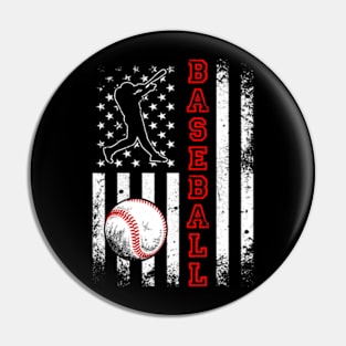 Baseball Lover American Flag Baseball Team Vintage Pin