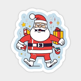 Drunk Pop Art Santa: A Colorful and Cheerful Christmas Illustration Magnet