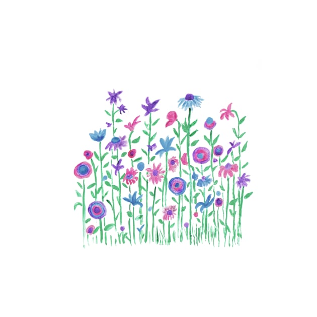 Cheerful spring flowers watercolor painting by oknoki