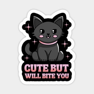 Cute But Will Bite You - Black Cat Magnet