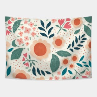 Simple modern floral repeat pattern Tapestry