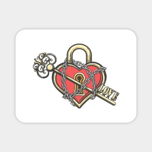 Heart Shaped Lock with a Key Magnet