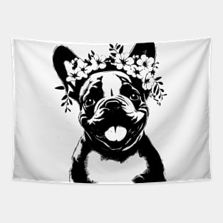 Frenchton With Flower Crown Tapestry